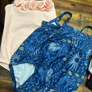 Floral Blue and Pink Baby Swimsuits